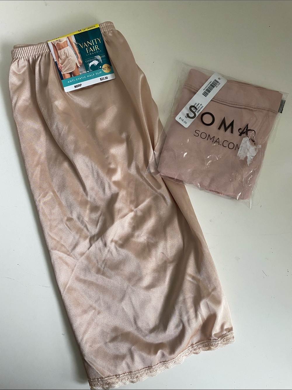 Vanity Fair Satin Half Slip, SOMA High Leg Panty Size M